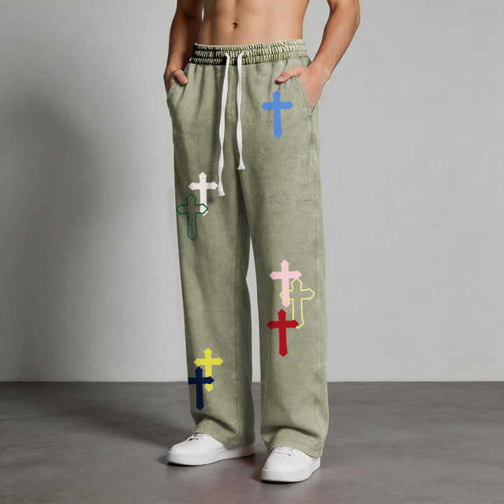 Christianartworkshop Mehrfarbige Streetwear-Jogginghose mit Kreuzmuster, lockerer Passform und gewaschenem Look - image 22