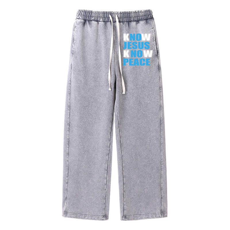 Christianartworkshop Kenne Jesus, kenne Frieden – Olivgrüne, gewaschene Jogginghose - Grau - 2XL - image 18
