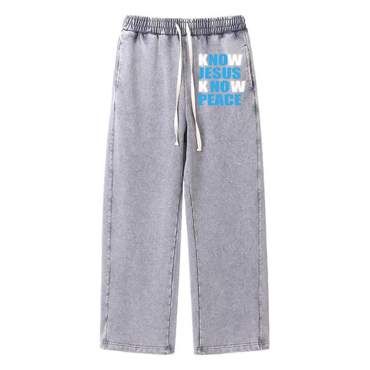 Christianartworkshop Kenne Jesus, kenne Frieden – Olivgrüne, gewaschene Jogginghose - Grau - 2XL - image 18