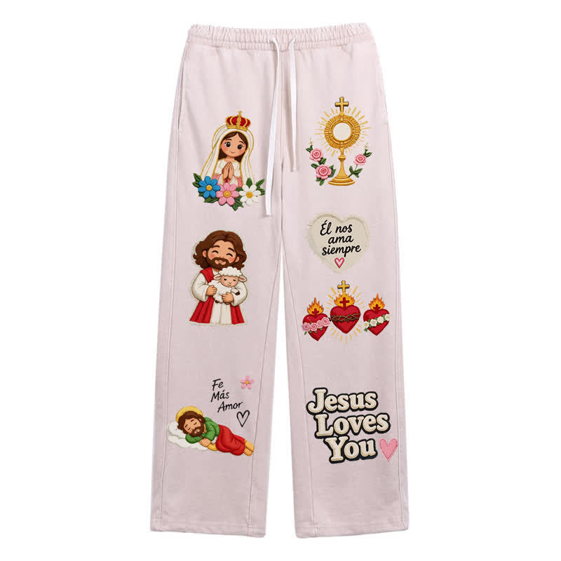 Christianartworkshop Jesus liebt dich – Pinke, gewaschene Jogginghose mit Glaubensmotiv - Aprikose - 2XL - image 42