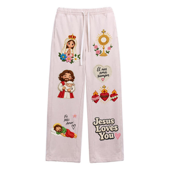 Christianartworkshop Jesus liebt dich – Pinke, gewaschene Jogginghose mit Glaubensmotiv - Aprikose - 2XL - image 42