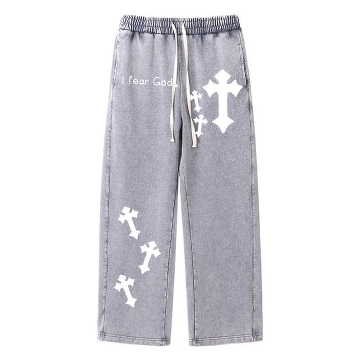 Christianartworkshop Ich fürchte Gott – Rosa Jogginghose mit Kreuzprint - Grau - 2XL - image 26