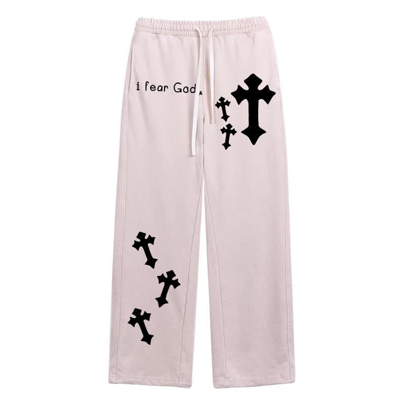 Christianartworkshop Ich fürchte Gott – Rosa Jogginghose mit Kreuzprint - Aprikose - 2XL - image 0