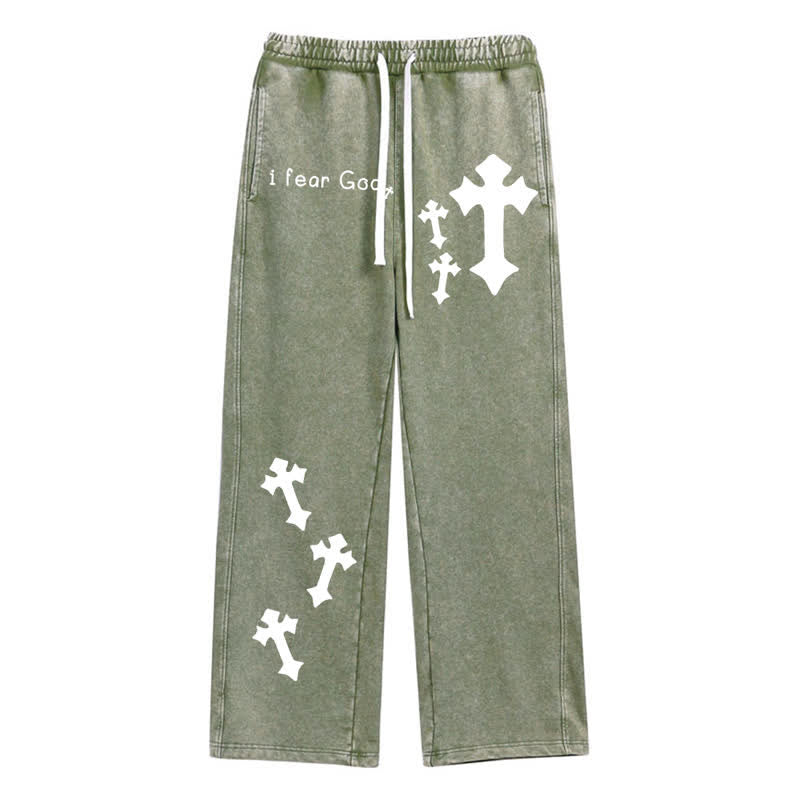 Christianartworkshop Ich fürchte Gott – Rosa Jogginghose mit Kreuzprint - Armeegrün - 2XL - image 34