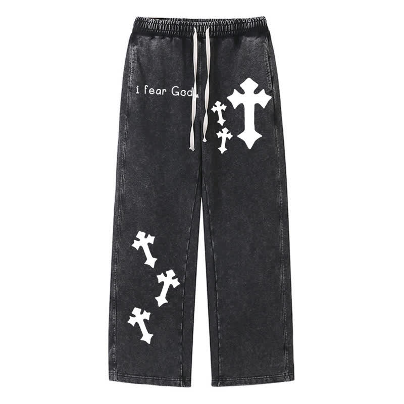 Christianartworkshop Ich fürchte Gott – Rosa Jogginghose mit Kreuzprint - Schwarz - 2XL - image 8