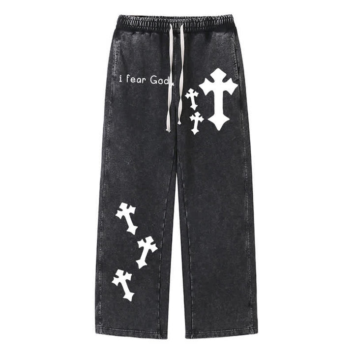 Christianartworkshop Ich fürchte Gott – Rosa Jogginghose mit Kreuzprint - Schwarz - 2XL - image 8