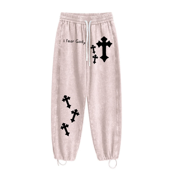 Christianartworkshop Ich fürchte Gott – Rosa Jogginghose mit Kreuzprint - image 2