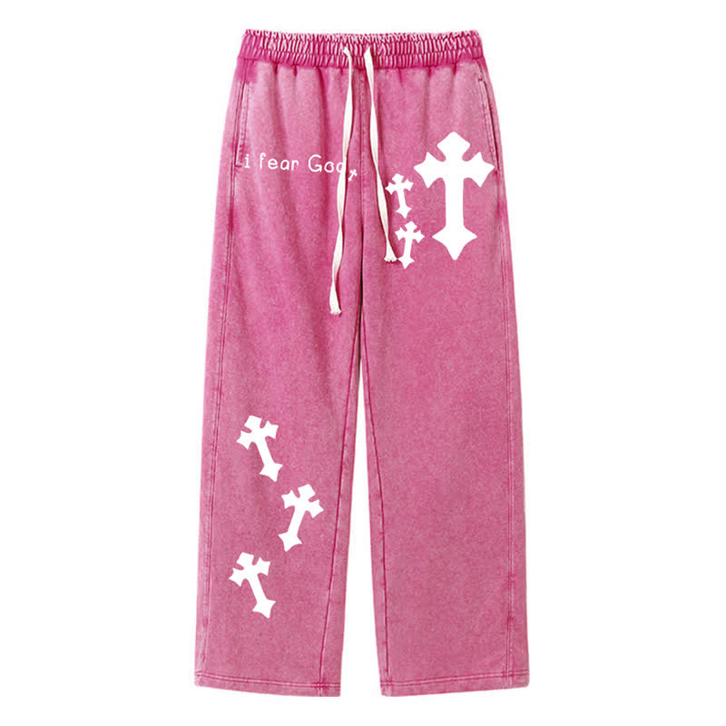 Christianartworkshop Ich fürchte Gott – Rosa Jogginghose mit Kreuzprint - Rose - 2XL - image 18