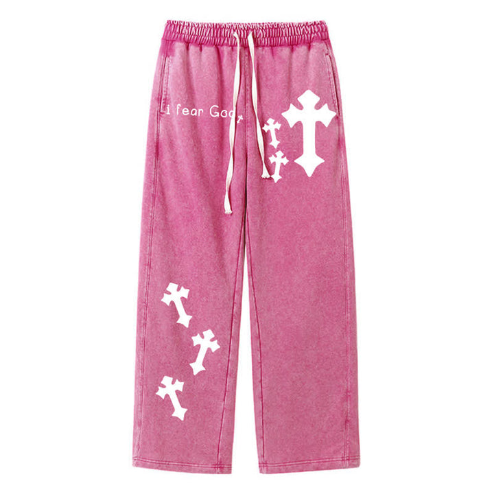 Christianartworkshop Ich fürchte Gott – Rosa Jogginghose mit Kreuzprint - Rose - 2XL - image 18