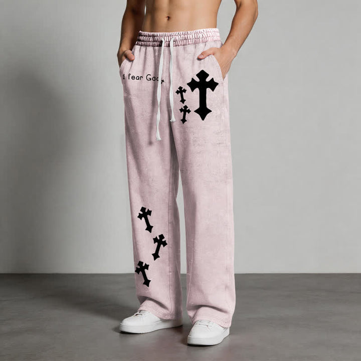 Christianartworkshop Ich fürchte Gott – Rosa Jogginghose mit Kreuzprint - image 4