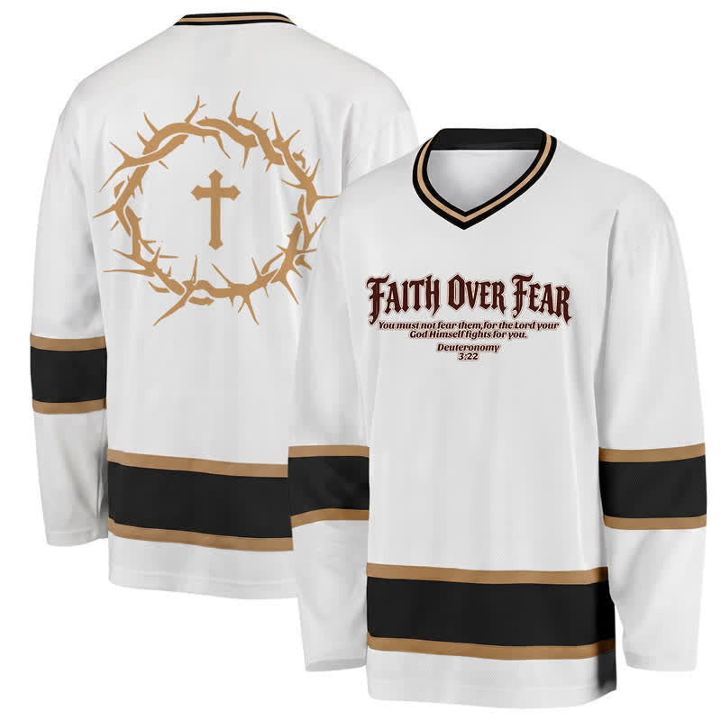 Christianartworkshop „Glaube statt Angst“ – Langarm-Hockeytrikot mit Goldverzierungen - 5XL - image 0