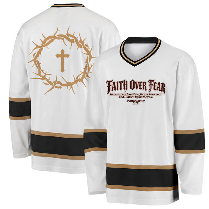 Christianartworkshop „Glaube statt Angst“ – Langarm-Hockeytrikot mit Goldverzierungen - 5XL - image 0