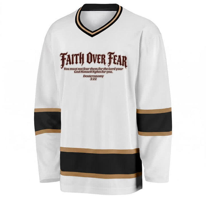 Christianartworkshop „Glaube statt Angst“ – Langarm-Hockeytrikot mit Goldverzierungen - image 1
