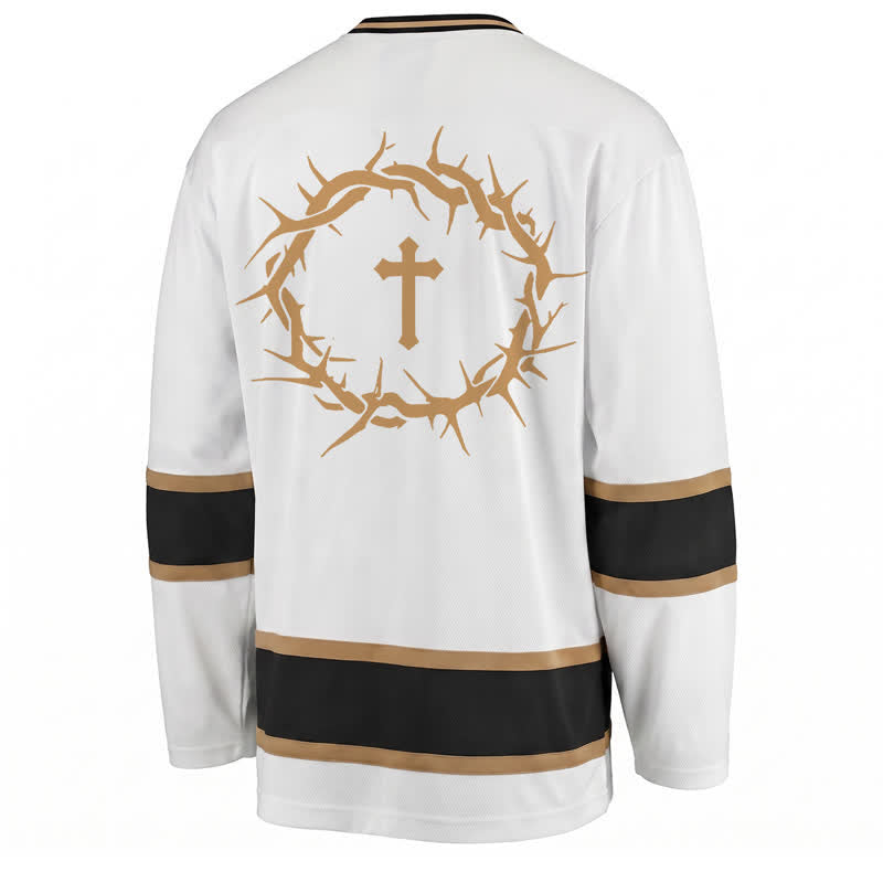 Christianartworkshop „Glaube statt Angst“ – Langarm-Hockeytrikot mit Goldverzierungen - image 2