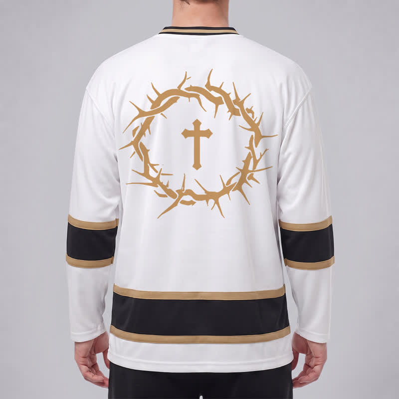 Christianartworkshop „Glaube statt Angst“ – Langarm-Hockeytrikot mit Goldverzierungen - image 4