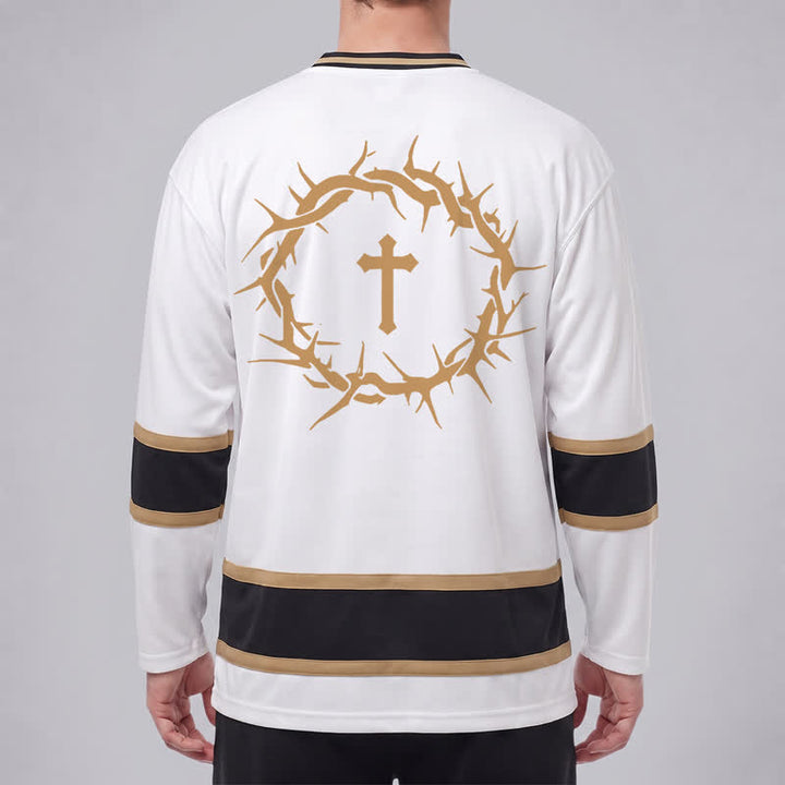 Christianartworkshop „Glaube statt Angst“ – Langarm-Hockeytrikot mit Goldverzierungen - image 4
