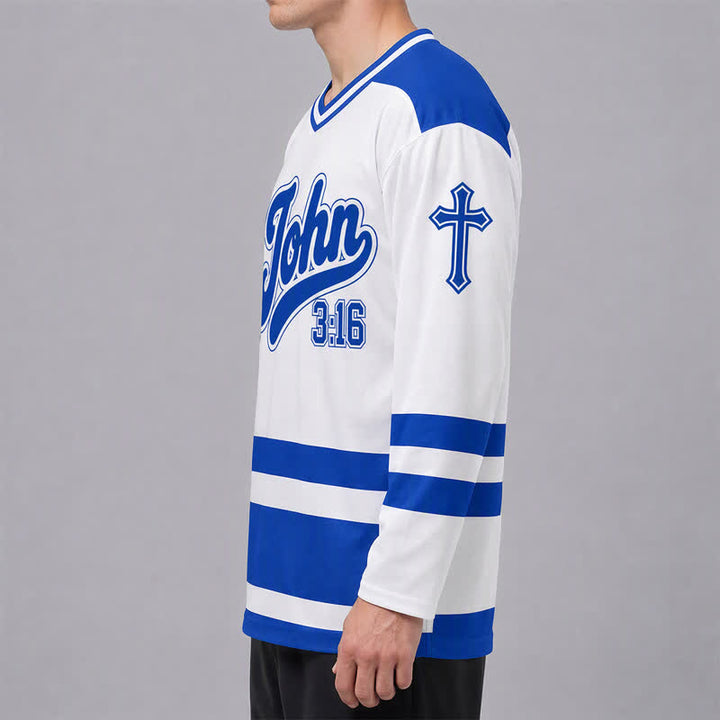 Christianartworkshop Johannes 3:16 Erlösung Königsblaues Langarm-Hockeytrikot - image 5