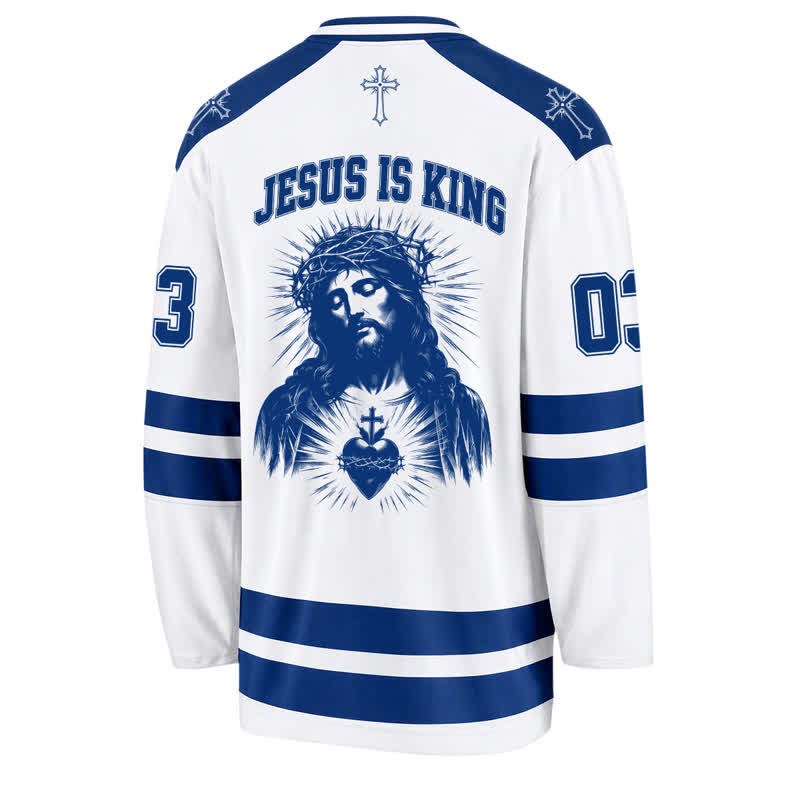Christianartworkshop Child Of God Jesus Is King Langarm-Hockeytrikot - image 2