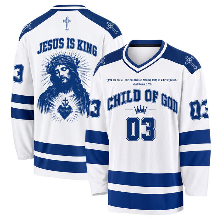 Christianartworkshop Child Of God Jesus Is King Langarm-Hockeytrikot - 5XL - image 0