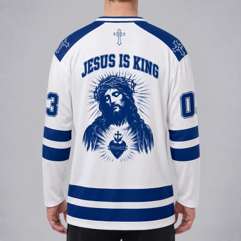 Christianartworkshop Child Of God Jesus Is King Langarm-Hockeytrikot - image 4