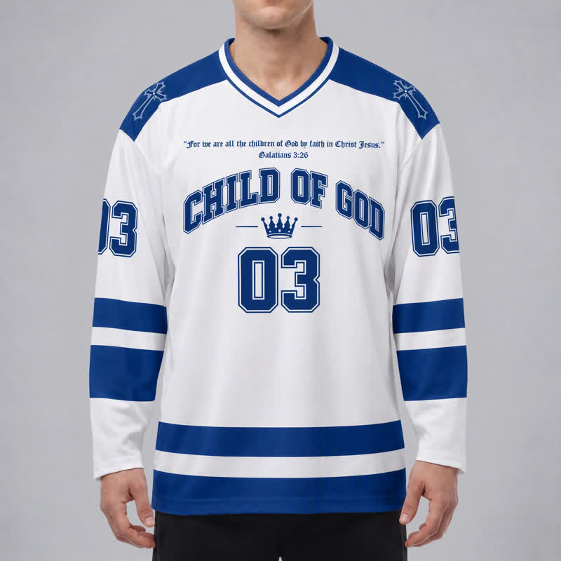 Christianartworkshop Child Of God Jesus Is King Langarm-Hockeytrikot - image 3