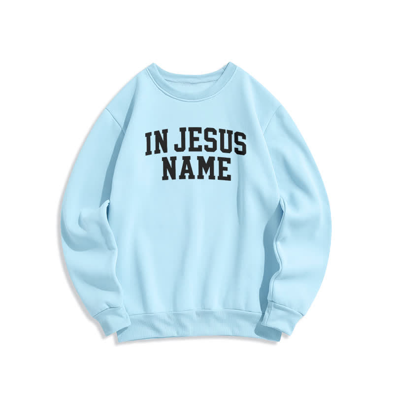 Christianartworkshop Im Namen Jesu Oversize-Fleece-Sweatshirt mit College-Grafik - Blau - 2XL - image 3