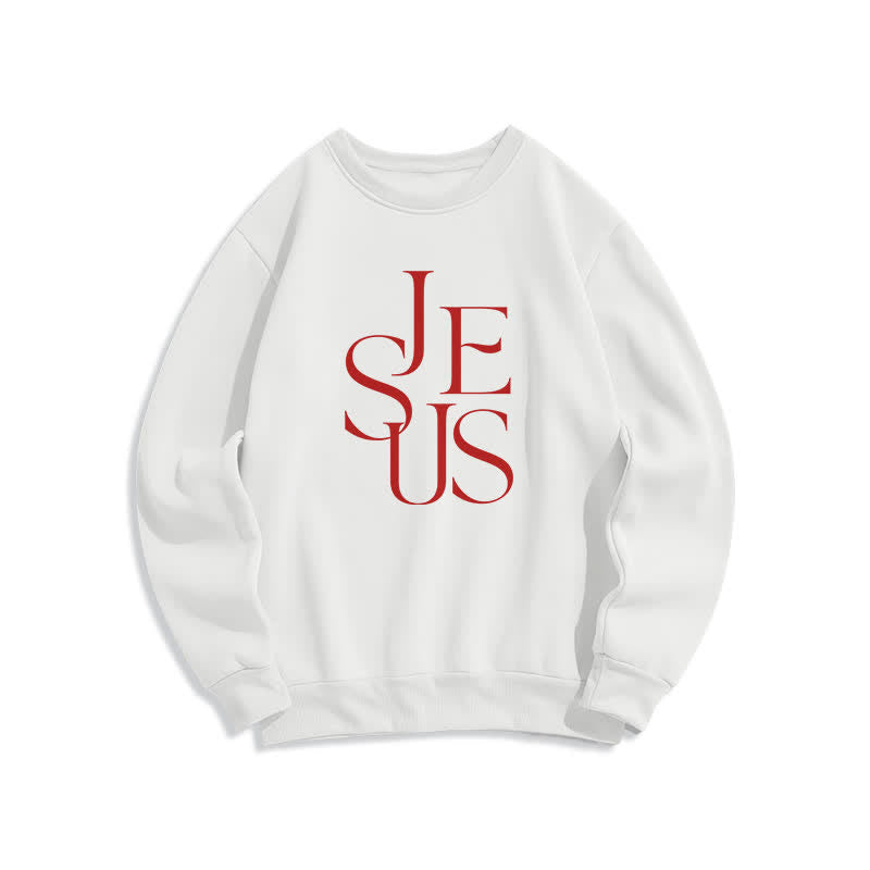 Christianartworkshop Übergroßer Pullover mit Rundhalsausschnitt und Jesus-Umriss-Grafik - Weiß - 2XL - image 2