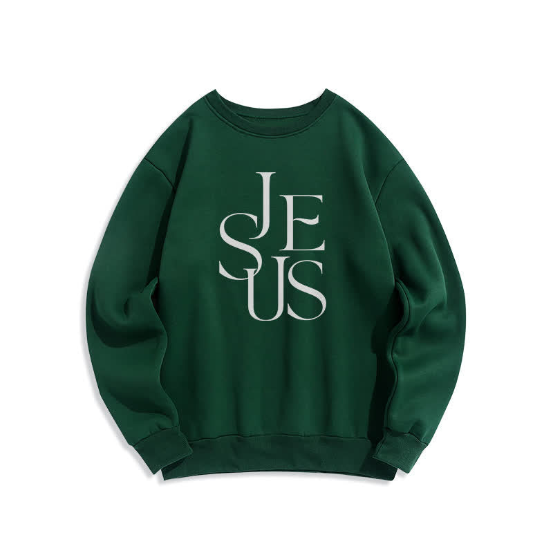 Christianartworkshop Übergroßer Pullover mit Rundhalsausschnitt und Jesus-Umriss-Grafik - Grün - 2XL - image 5