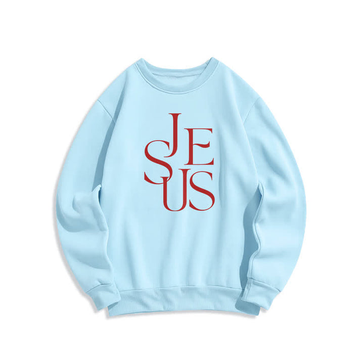 Christianartworkshop Übergroßer Pullover mit Rundhalsausschnitt und Jesus-Umriss-Grafik - Blau - 2XL - image 4