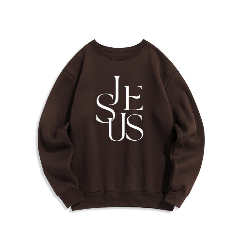 Christianartworkshop Übergroßer Pullover mit Rundhalsausschnitt und Jesus-Umriss-Grafik - Braun - 2XL - image 0