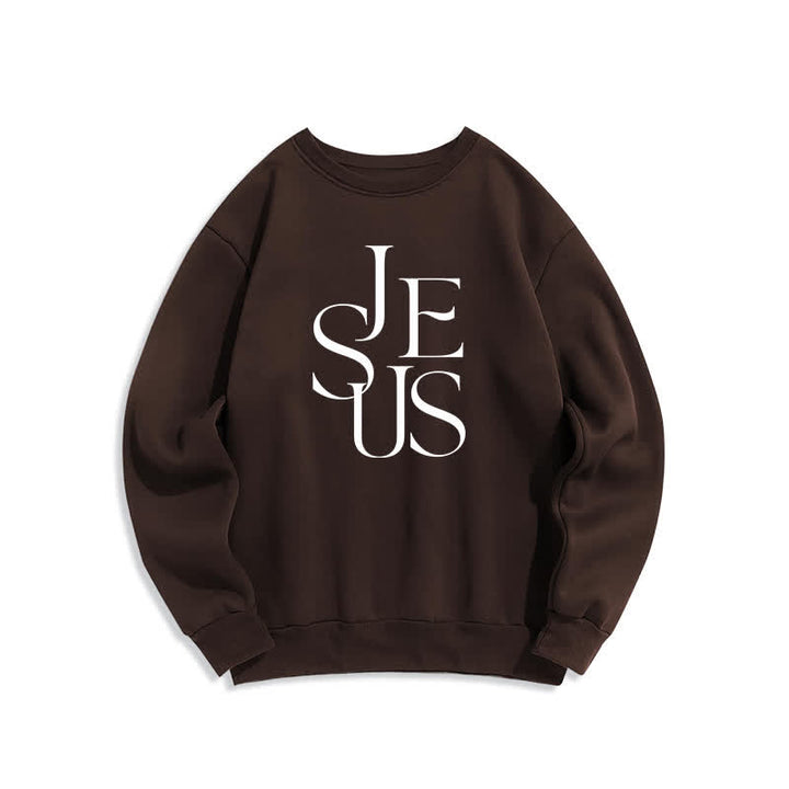 Christianartworkshop Übergroßer Pullover mit Rundhalsausschnitt und Jesus-Umriss-Grafik - Braun - 2XL - image 0