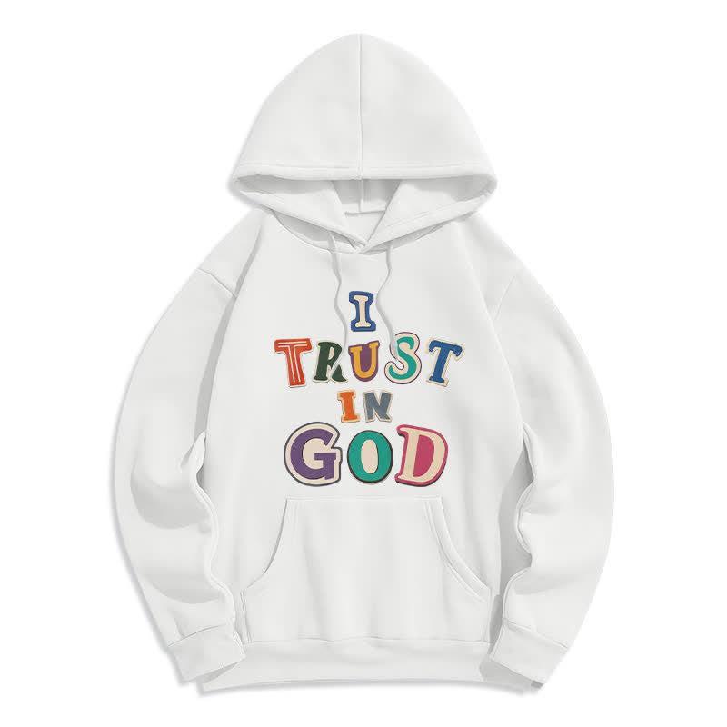 Christianartworkshop Ich vertraue auf Gott Vintage Colorblock Pullover Hoodie - Weiß - 2XL - image 1