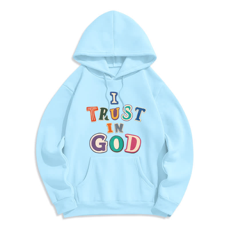 Christianartworkshop Ich vertraue auf Gott Vintage Colorblock Pullover Hoodie - Blau - 2XL - image 0