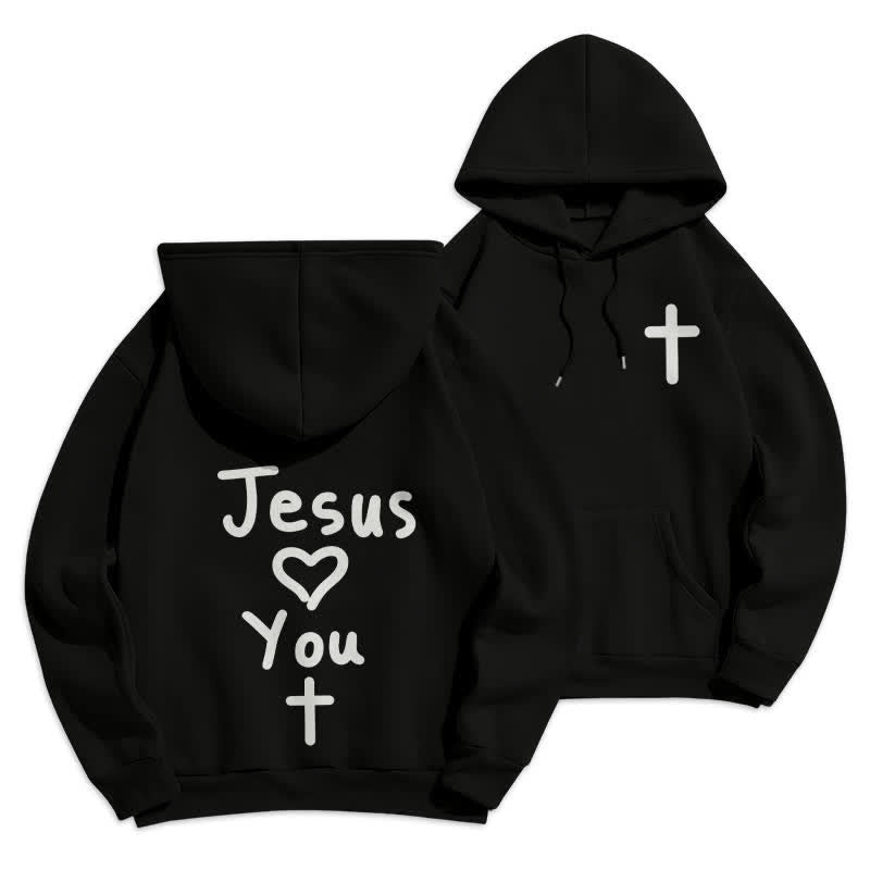 Christianartworkshop Jesus liebt dich – Oversized Fleece-Pullover-Hoodie - Schwarz - 2XL - image 0