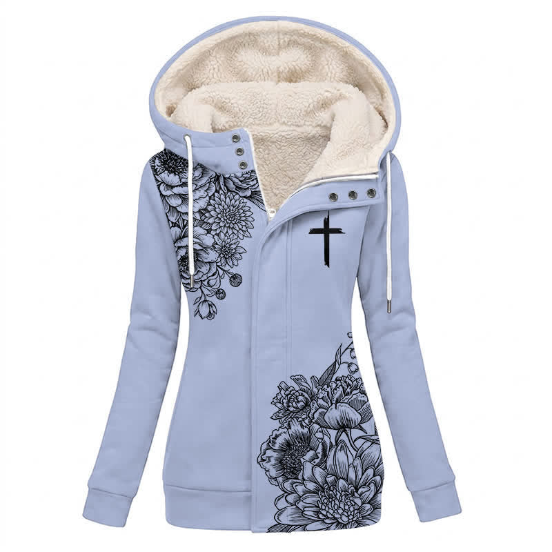Christianartworkshop Kapuzenjacke mit Blumenmuster und kuscheligem Fleecefutter, Damen-Wintermantel - US16, UK/AU20, EU48 (4XL) - image 0