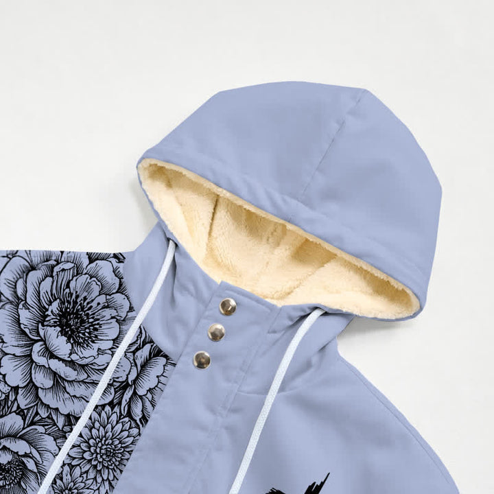 Christianartworkshop Kapuzenjacke mit Blumenmuster und kuscheligem Fleecefutter, Damen-Wintermantel - image 4