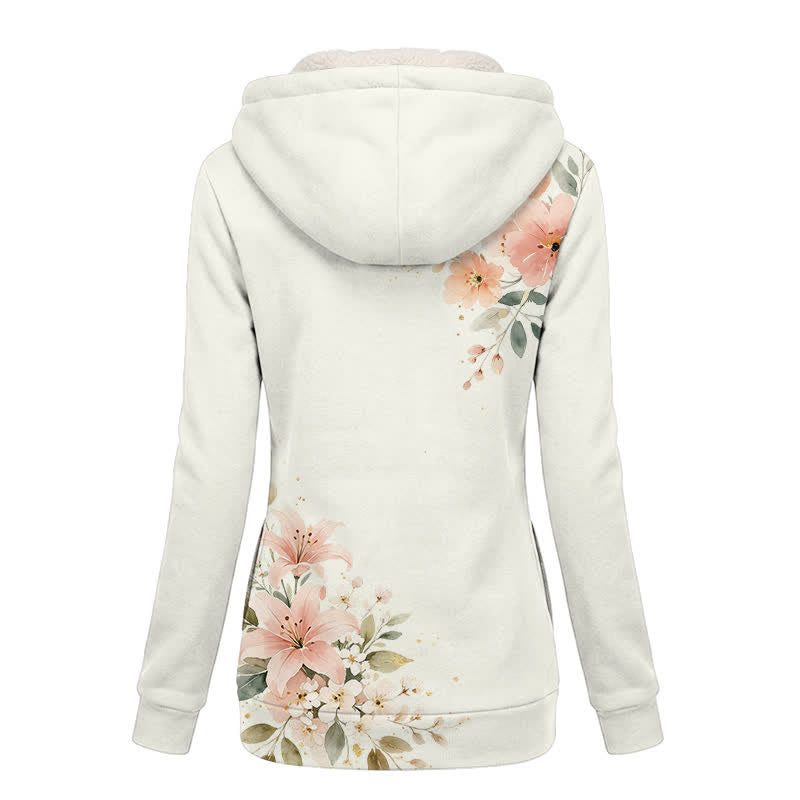 Christianartworkshop Winter-Fleecejacke mit Blumenmuster und Kapuze - image 1