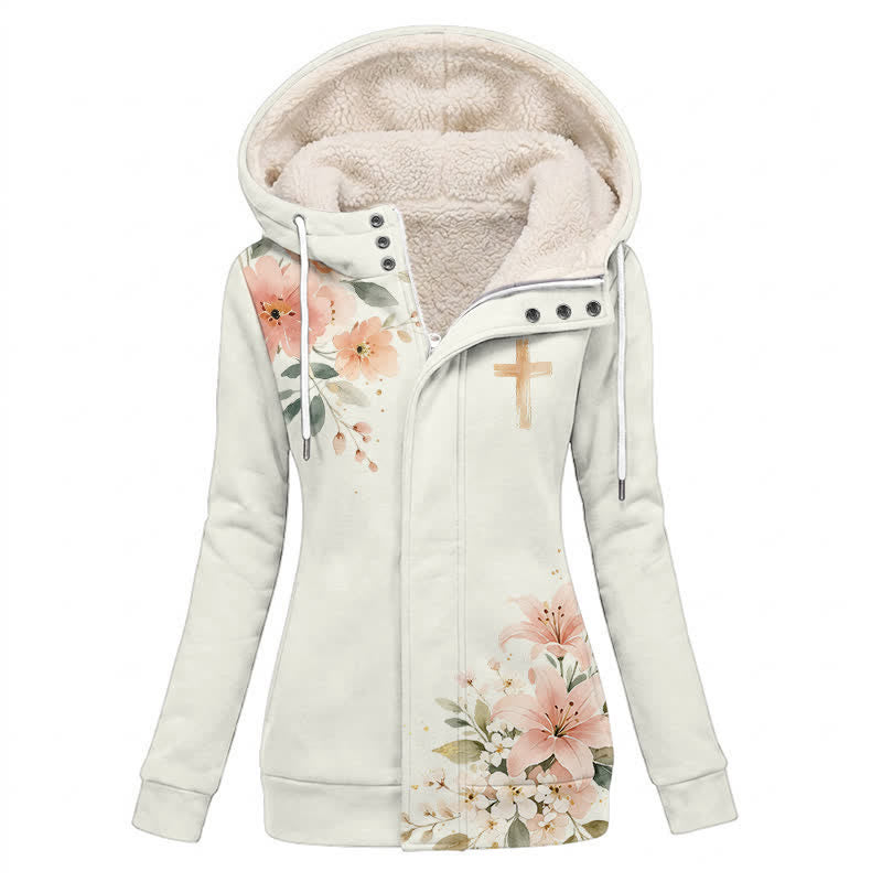 Christianartworkshop Winter-Fleecejacke mit Blumenmuster und Kapuze - US16, UK/AU20, EU48 (4XL) - image 0