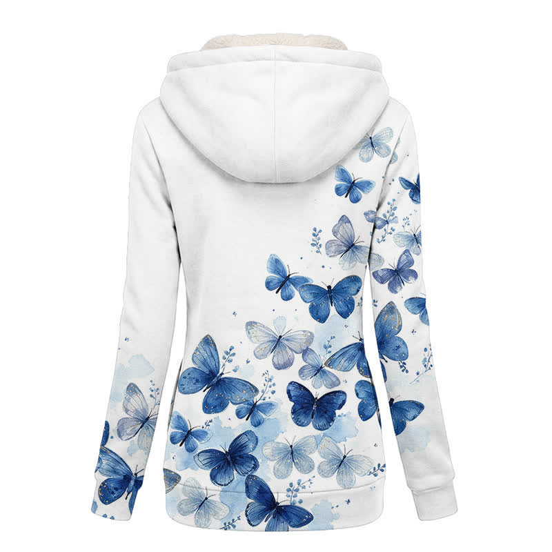 Christianartworkshop Winterjacke mit Kapuze und blauem Schmetterlingsmotiv, Modell „Jesus“, aus Fleece - image 1
