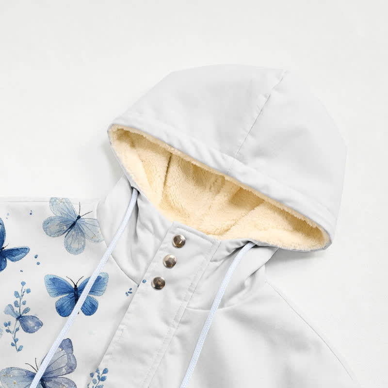 Christianartworkshop Winterjacke mit Kapuze und blauem Schmetterlingsmotiv, Modell „Jesus“, aus Fleece - image 4