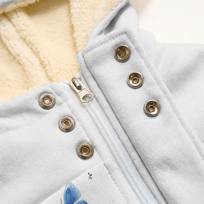 Christianartworkshop Winterjacke mit Kapuze und blauem Schmetterlingsmotiv, Modell „Jesus“, aus Fleece - image 5