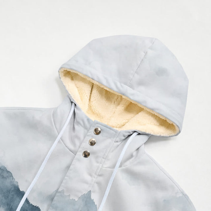 Christianartworkshop Winterjacke mit Kapuze und Fleecefutter in kühlen Farbtönen, Modell Misty Mountain Cross, mit Kapuze - image 4