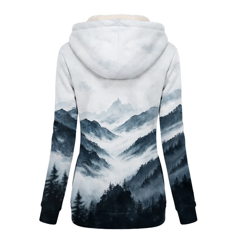 Christianartworkshop Winterjacke mit Kapuze und Fleecefutter in kühlen Farbtönen, Modell Misty Mountain Cross, mit Kapuze - image 1
