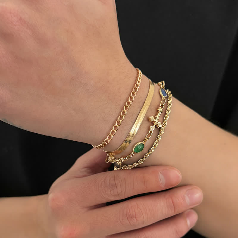 Christianartworkshop Elegante, vielseitige Armband-Kombination aus Kreuzlegierung: Gefäß stiller Hingabe - Golden - image 0