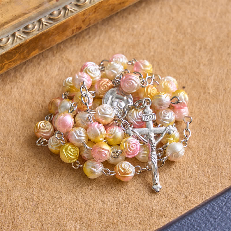 Christianartworkshop Rosenkranz mit himmlischer Rose und Kruzifix: Zeichen beständiger Führung - Rosa - image 5