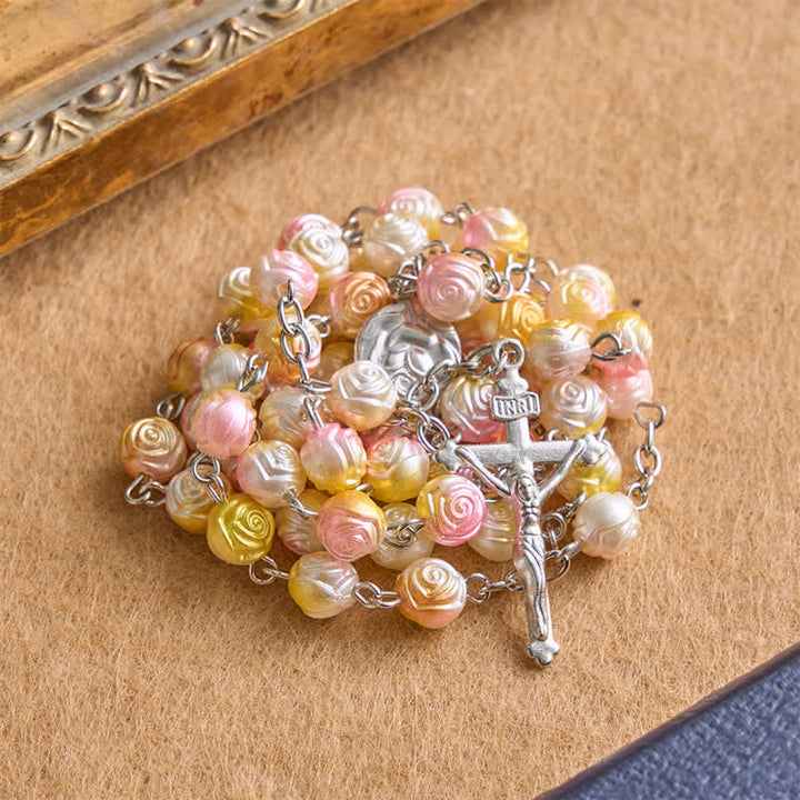 Christianartworkshop Rosenkranz mit himmlischer Rose und Kruzifix: Zeichen beständiger Führung - Rosa - image 5