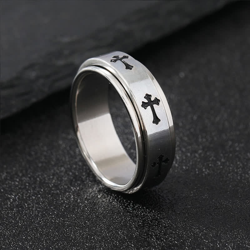 Christianartworkshop Drehbarer Kreuzring aus Edelstahl: Symbol der beständigen himmlischen Gnade - Silber - US 12 - image 4