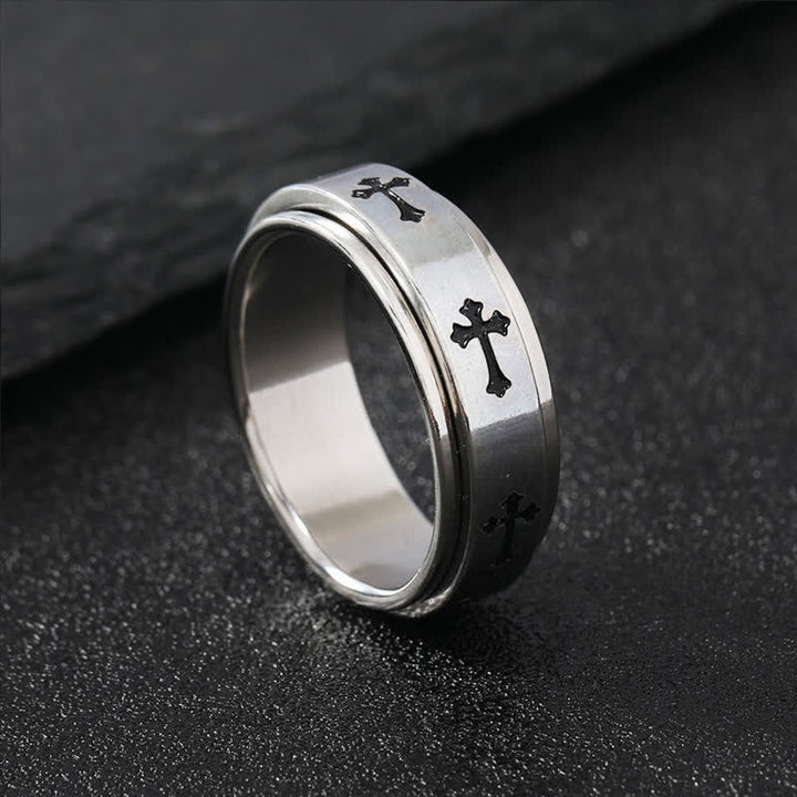 Christianartworkshop Drehbarer Kreuzring aus Edelstahl: Symbol der beständigen himmlischen Gnade - Silber - US 12 - image 4