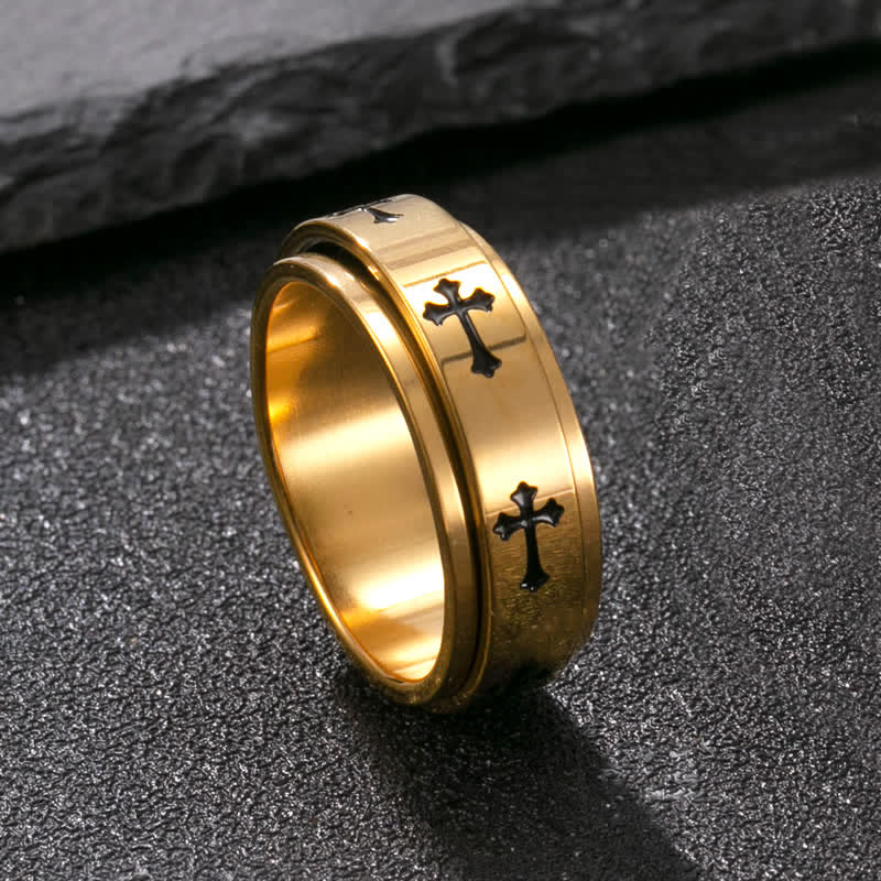 Christianartworkshop Drehbarer Kreuzring aus Edelstahl: Symbol der beständigen himmlischen Gnade - Golden - US 11 - image 8