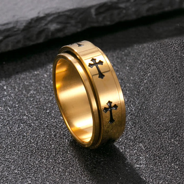 Christianartworkshop Drehbarer Kreuzring aus Edelstahl: Symbol der beständigen himmlischen Gnade - Golden - US 11 - image 8